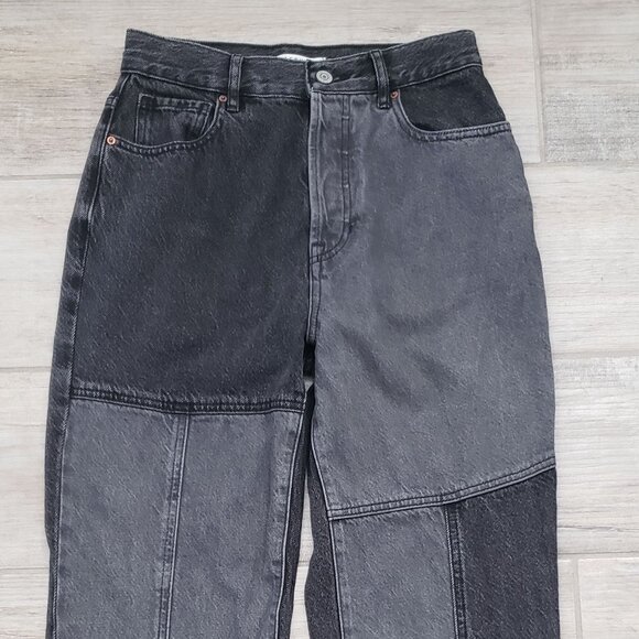 Pacsun High Rise Straight Jeans Women's Patchwork Color Panel Buttonfly Mom 26 - Picture 3 of 9